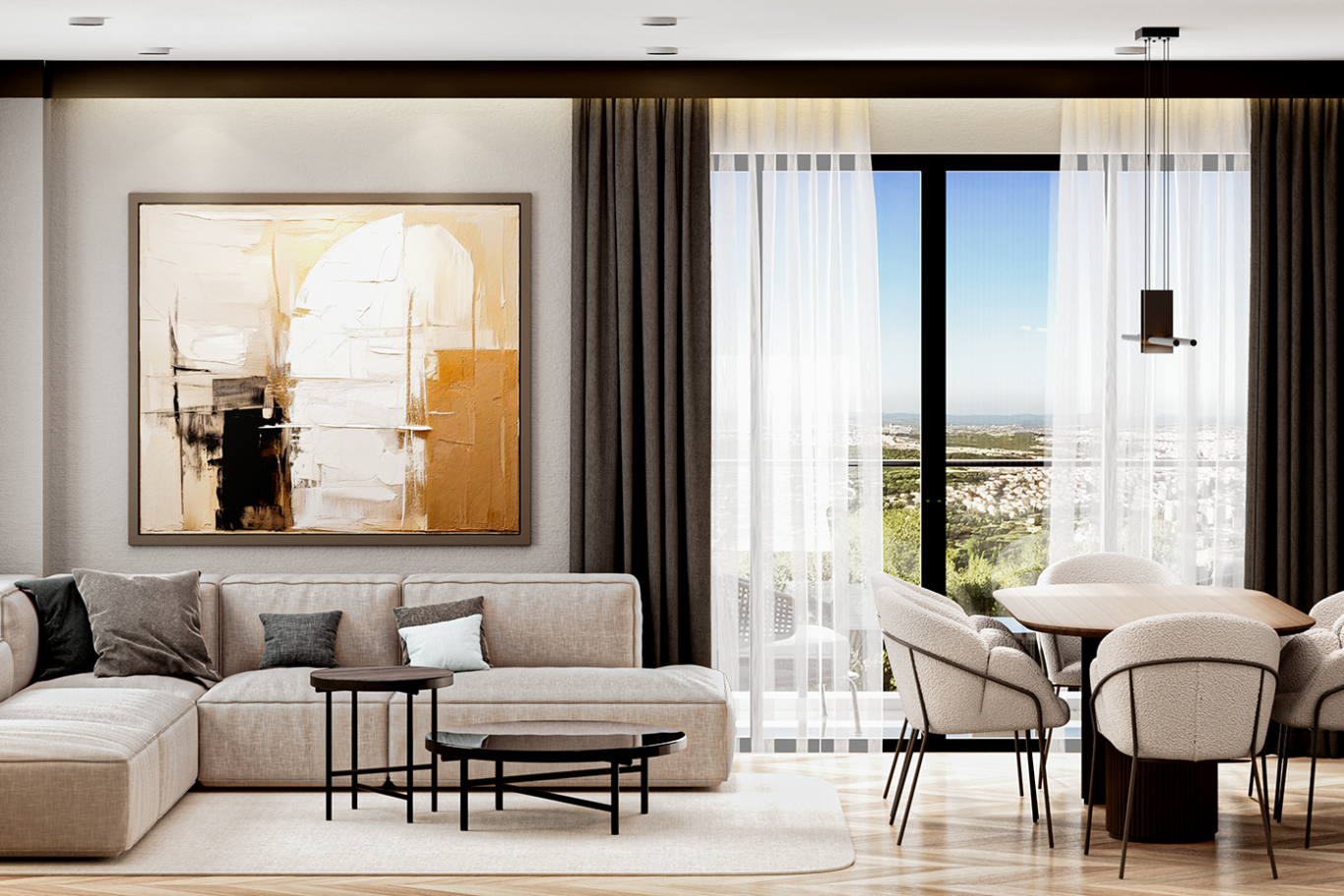 An interior space visual I designed to represent our interior architecture projects.